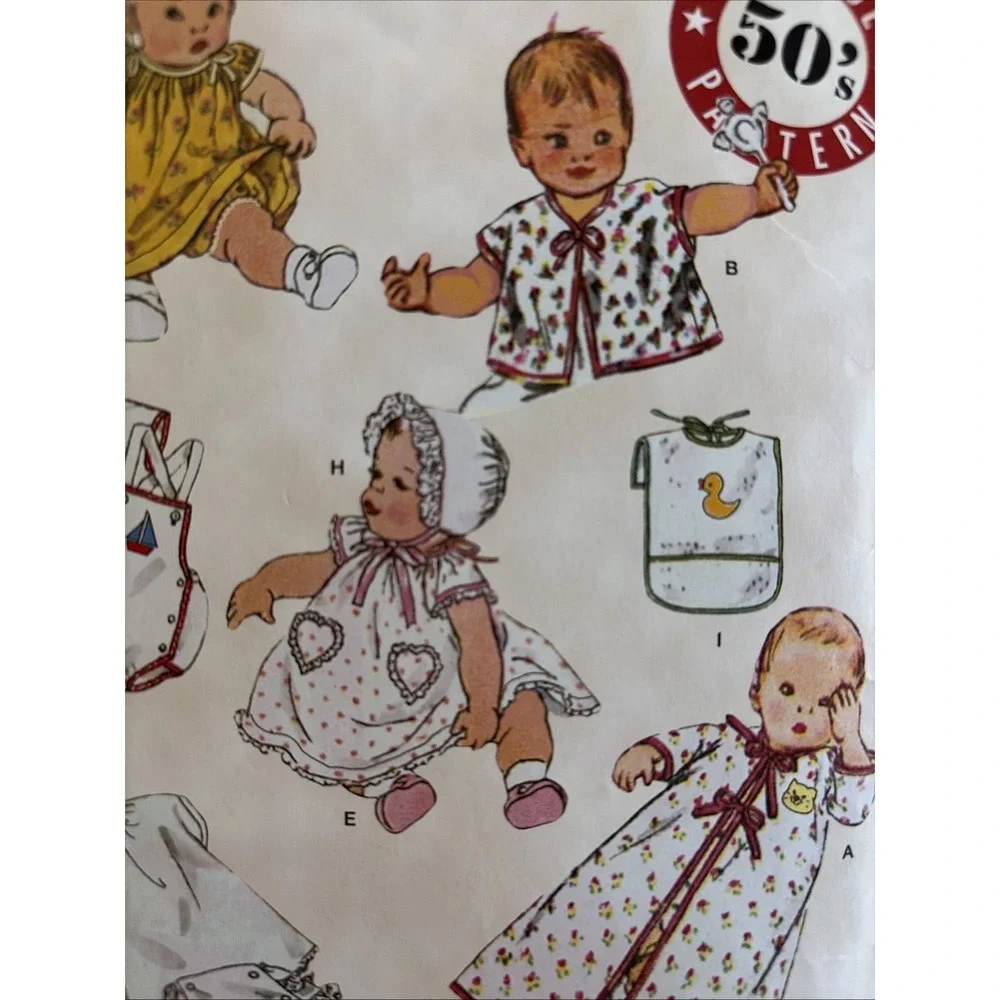 2008 Simplicity 3508 Vintage 50s Remake Baby Layette Sewing Pattern XXS-L Cut